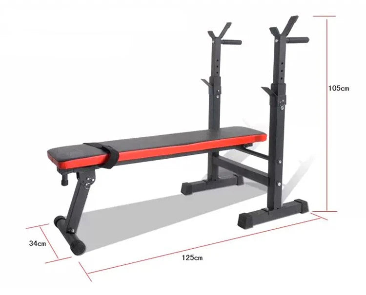 Adjustable Weight Bench with Barbell