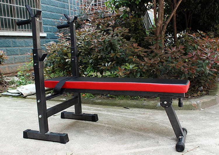 Adjustable Weight Bench with Barbell