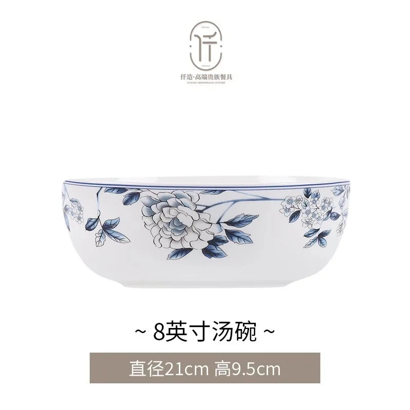 Blue Peacock Bone China