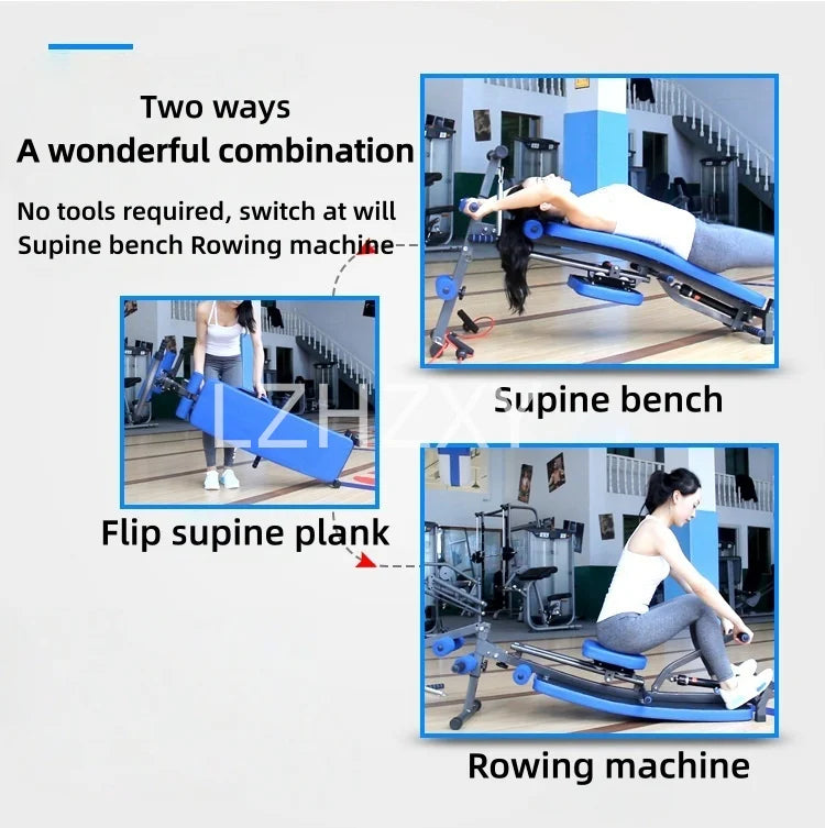 Rowing machine foldable sit-up