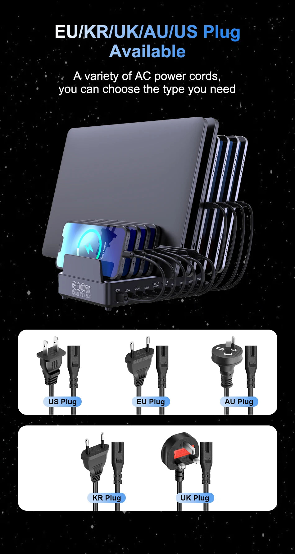 Ueetop 600W Multi USB Fast Charger
