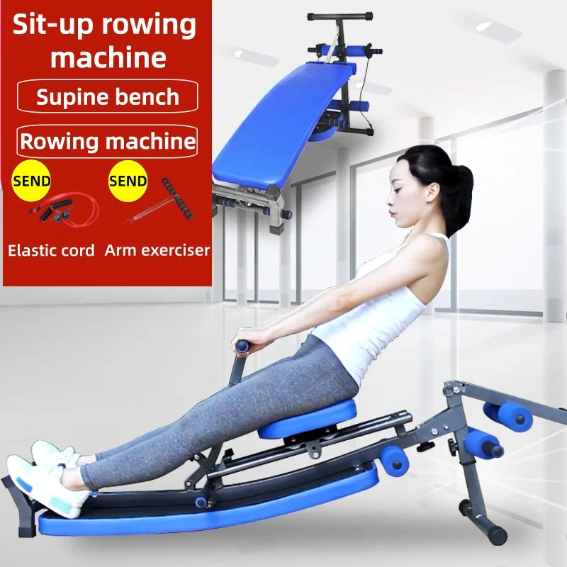 Rowing machine foldable sit-up