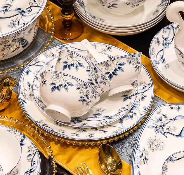 Blue Peacock Bone China