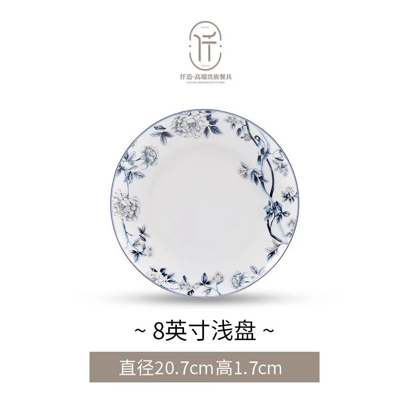 Blue Peacock Bone China