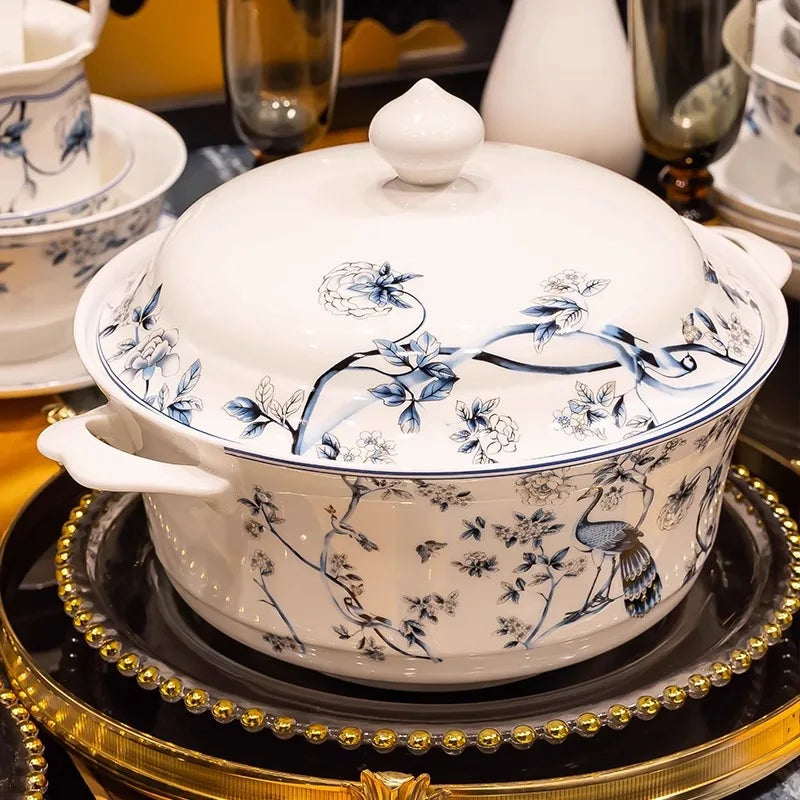 Blue Peacock Bone China