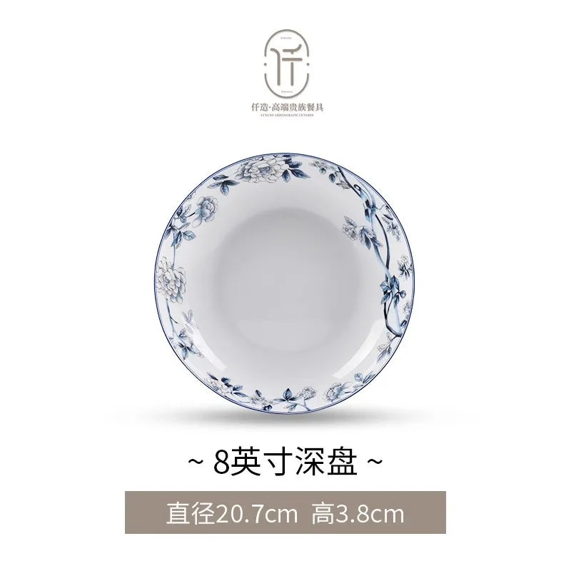 Blue Peacock Bone China
