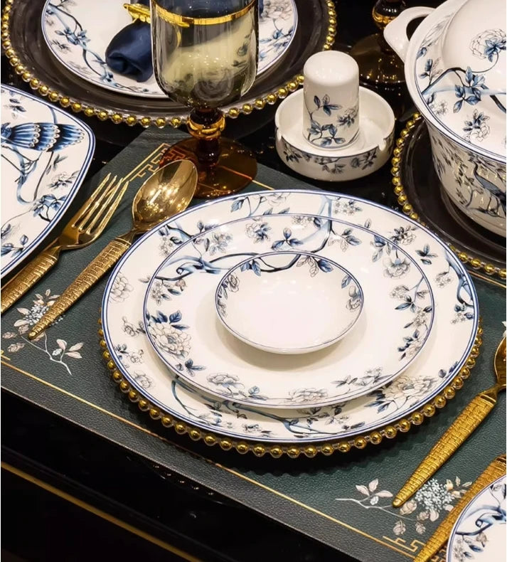 Blue Peacock Bone China