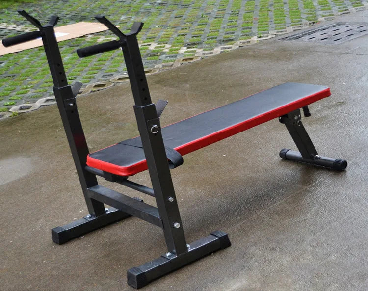 Adjustable Weight Bench with Barbell