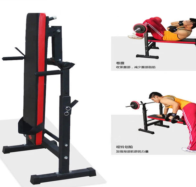 Adjustable Weight Bench with Barbell