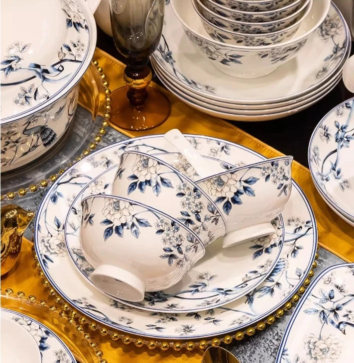 Blue Peacock Bone China