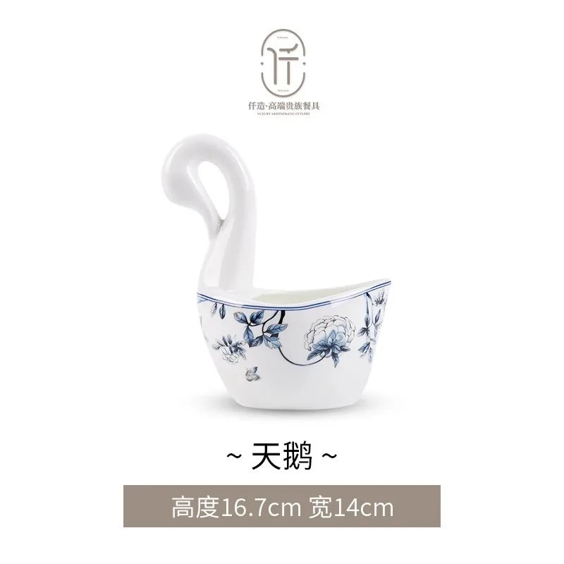 Blue Peacock Bone China