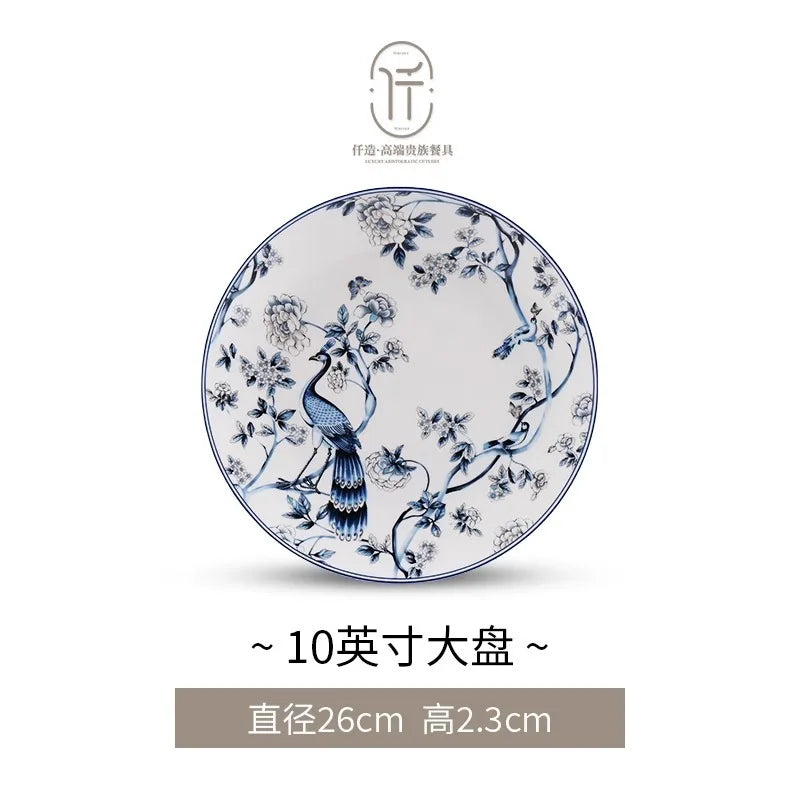 Blue Peacock Bone China