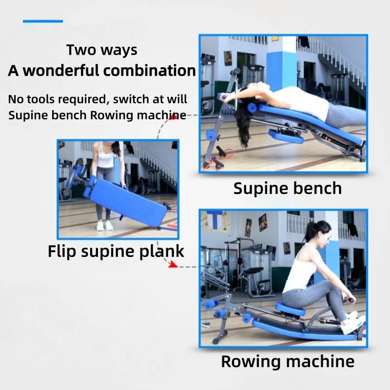 Rowing machine foldable sit-up