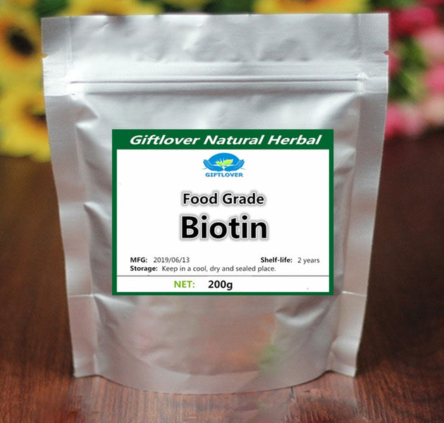 High Potency Biotin Powder,Vitamin H/B7,Coenzyme R,Support the growth and maintenance of hair,skin and nails,Better absorption
