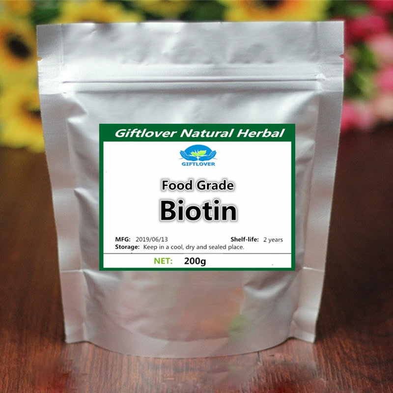 High Potency Biotin Powder,Vitamin H/B7,Coenzyme R,Support the growth and maintenance of hair,skin and nails,Better absorption
