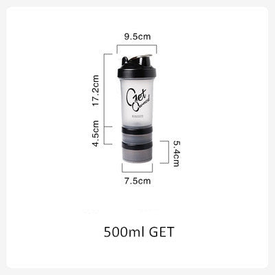 Sport Shaker Bottle Plastic Protein Powder Shaking Cups Transparent Pill Water Bottle Eco Friendly Gym Supplements and Vitamins